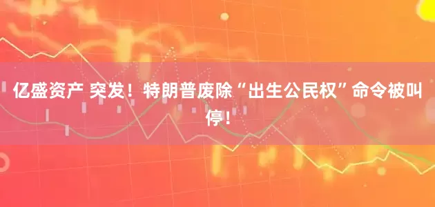 亿盛资产 突发！特朗普废除“出生公民权”命令被叫停！